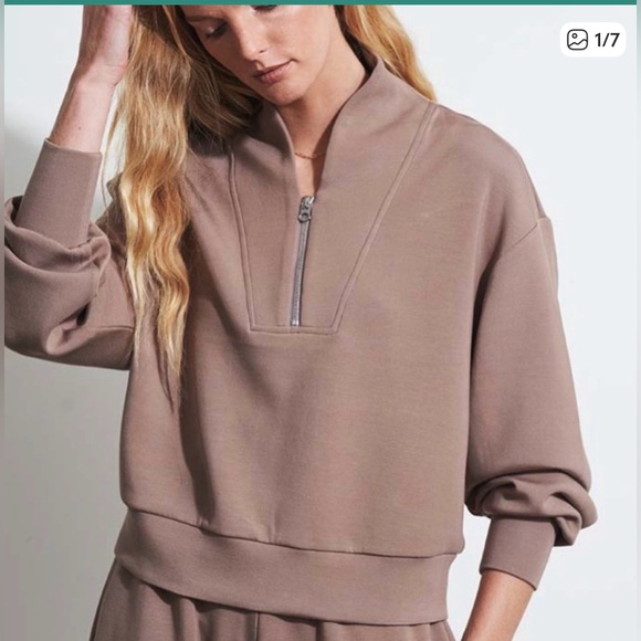 Varley Tops - Varley Davidson Sweat Half-zip Swan Necked Collar Super Soft Lightweight Size S